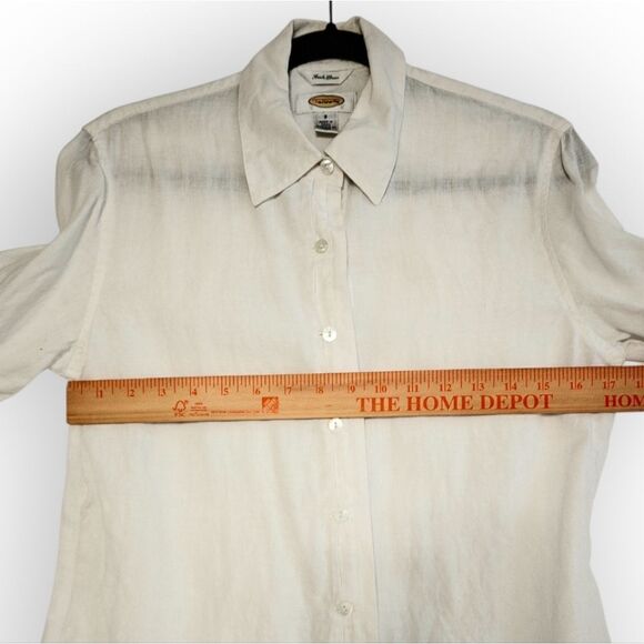 Talbots Irish linen White pearl Button Down classic Shirt SZ 8 - Picture 4 of 8